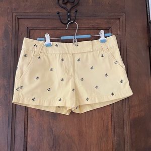 J. Crew Pastel Yellow Navy City Fit Anchor Shorts